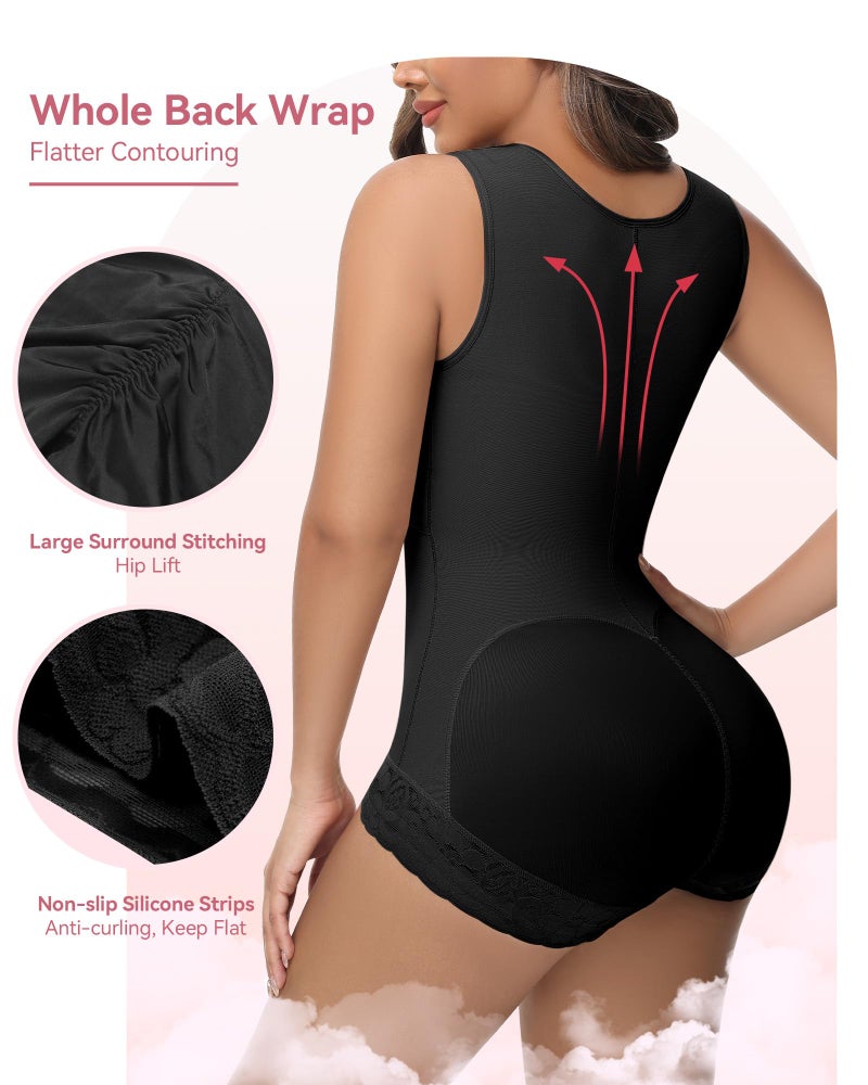 SHAPSHE Fajas Colombianas Moldeadoras de Cintura y Abdomen High Compression Curvy Body Shaper with Hook-and-eye Crotch Black M - Image 5