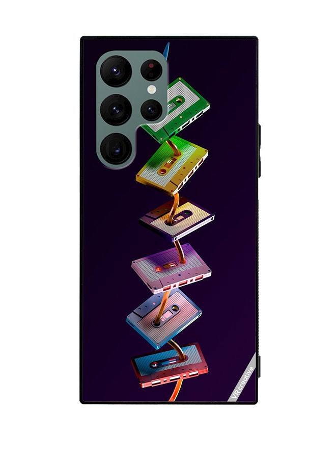 VR CREATIVE Protective Case Cover For Samsung Galaxy S22 Ultra 5G Cassette Tape Design Multicolour - Image 1