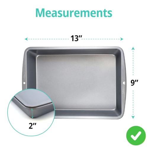 GEEOOLLAH 9x13 Inch Nonstick Rectangular Baking Pan with Lid – Covered Cake Pan for Brownies, Sheet Cakes, Lasagna – Durable, Dishwasher Safe, Freezer Safe - Image 2