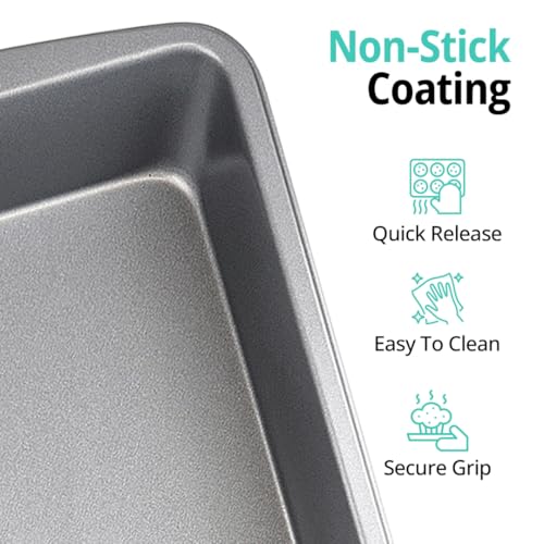 GEEOOLLAH 9x13 Inch Nonstick Rectangular Baking Pan with Lid – Covered Cake Pan for Brownies, Sheet Cakes, Lasagna – Durable, Dishwasher Safe, Freezer Safe - Image 4