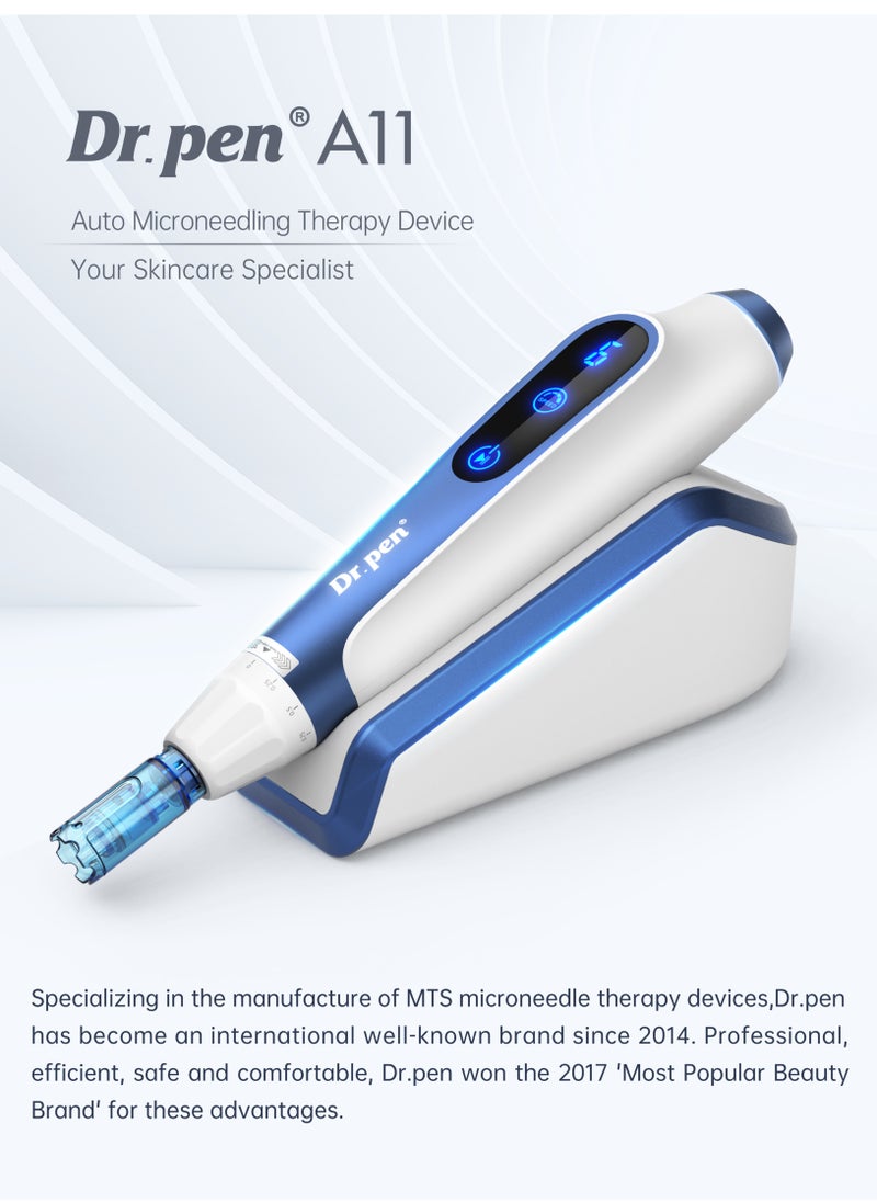 Dr.pen Dr.pen Pen A11 Auto Microneedling Therapy Device Professional MTS Microneedle Derma Pen with 2pcs 18Pins Replacement Needle Cartridges  - Image 2