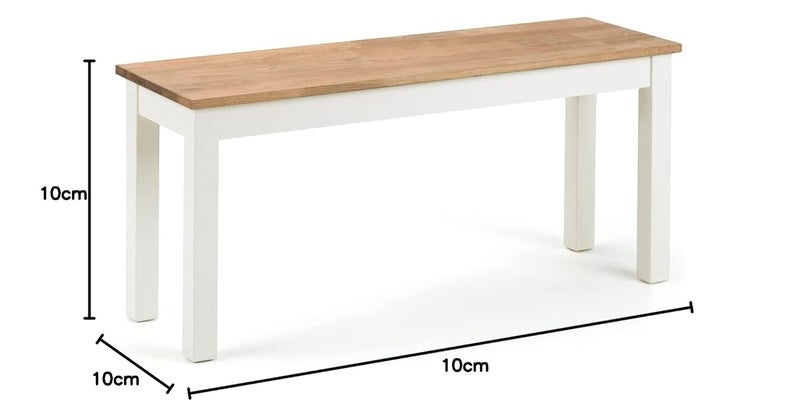 INDIAN DECOR INDIAN DECOR XL48320 Brown Wooden Bench with White Metal Frame 30D x 75 W x 40H White  - Image 2