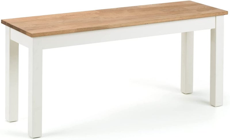INDIAN DECOR INDIAN DECOR XL48320 Brown Wooden Bench with White Metal Frame 30D x 75 W x 40H White  - Image 1