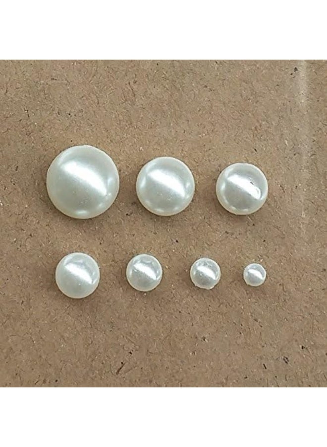 Chenkou Craft random 1900pcs Assorted 7 Sizes (3/4/5/6/7/8/10mm) Imitation Half Pearl Flatback Bead Scrapbook Craft DIY Loose Beads + Plastic Box (Beige) - Image 3