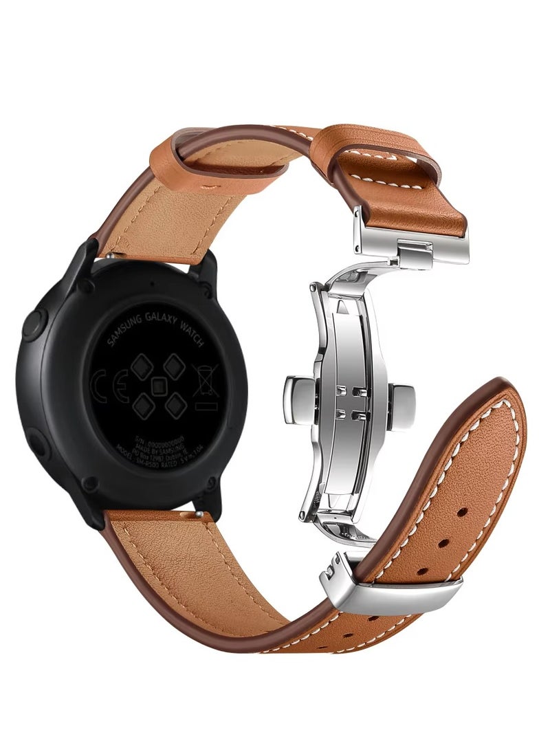 TWEGGON Leather Strap 22MM Band Compatible with Huawei Watch GT 4 46mm/ GT 3/Watch 3 Series/ GT2 46MM/ Huawei Watch 4 pro 48mm and Compatible with All 22mm width pins Brown - Image 1