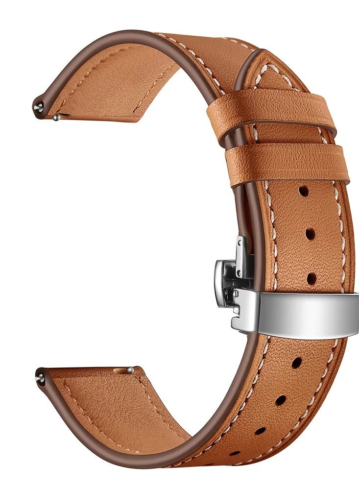 TWEGGON Leather Strap 22MM Band Compatible with Huawei Watch GT 4 46mm/ GT 3/Watch 3 Series/ GT2 46MM/ Huawei Watch 4 pro 48mm and Compatible with All 22mm width pins Brown - Image 3