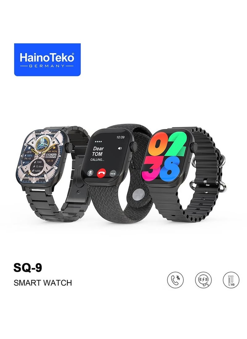ماركة غير محددة - ساعة HainoTeko SQ-9 الذكية - شاشة AMOLED كاملة - شحن لاسلكي - 3 أحزمة - متوافقة مع أندرويد وiOS - Image 1