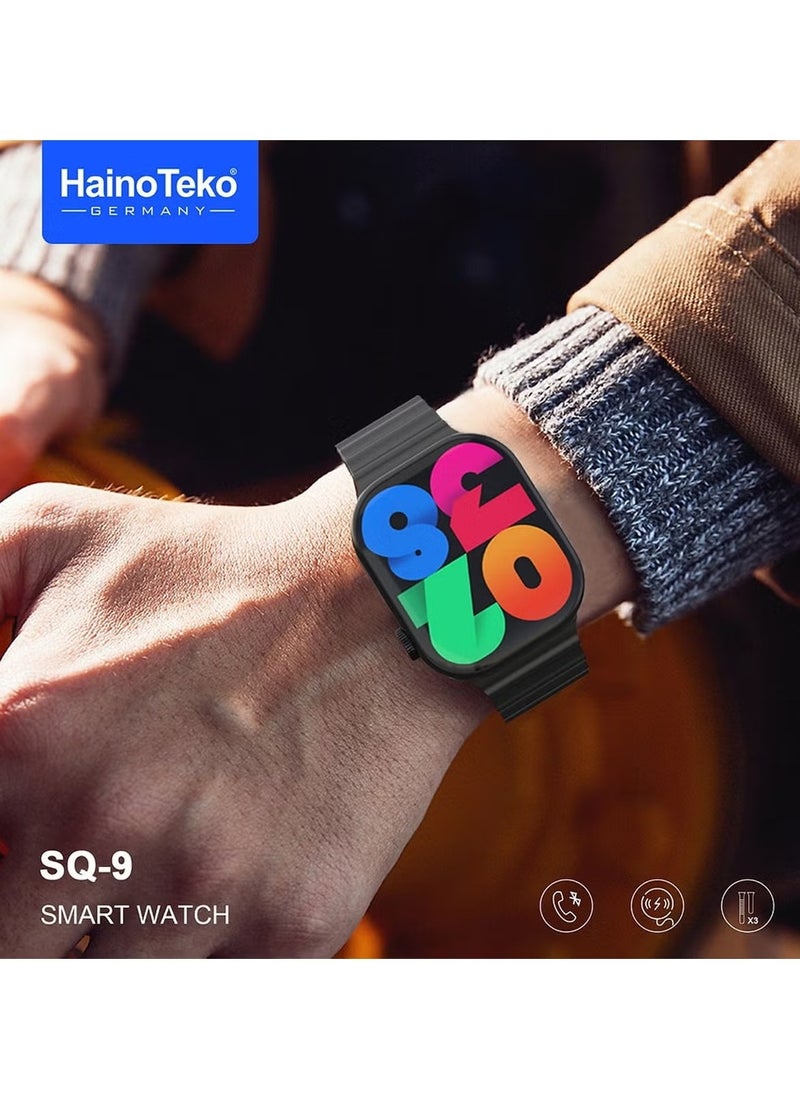 ماركة غير محددة - ساعة HainoTeko SQ-9 الذكية - شاشة AMOLED كاملة - شحن لاسلكي - 3 أحزمة - متوافقة مع أندرويد وiOS - Image 1