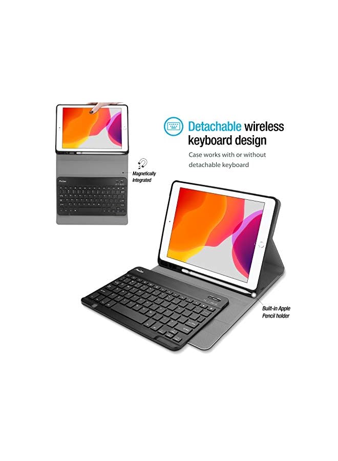 Procases Keyboard Case for iPad 10.2 2021 2020 2019 with Pencil Holder, Wireless Magnetically Detachable Keyboard for 10.2" iPad 9th/8th/7th Generation, Auto Sleep/Wake -Navy - Image 2