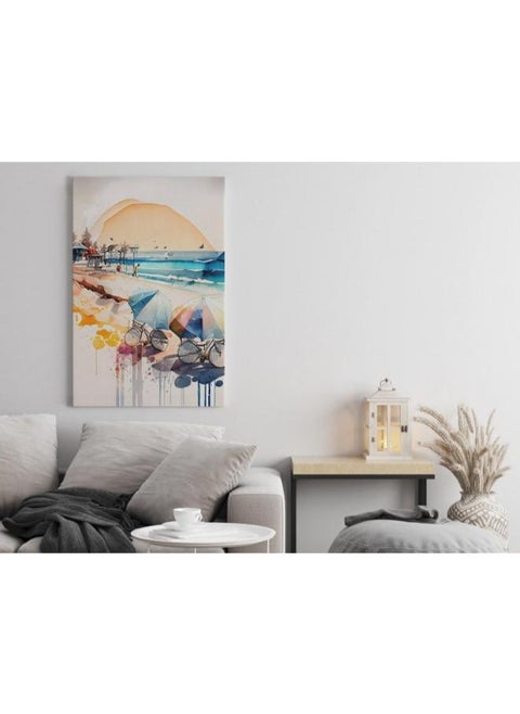 home gallery watercolor beach backdrop Printed Canvas wall art