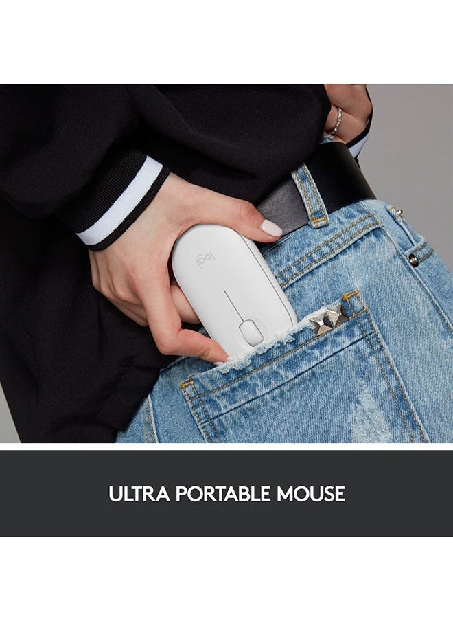 Logitech M350 Pebble Wireless Mouse, Bluetooth or 2.4 GHz With USB Mini-Receiver, Silent, Slim Computer Mouse With Quiet Click for Laptop/Notebook/PC/Mac White  - Image 4