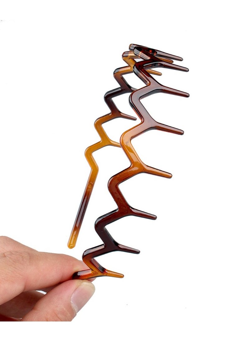 Set of 2 Zig Zag Black Plastic Sharks Tooth Hair Comb Headband Hair Hoop Accessory for Women's Lady Girls (1 Black Color+1 Brown)