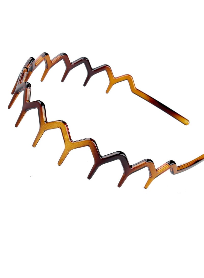 Set of 2 Zig Zag Black Plastic Sharks Tooth Hair Comb Headband Hair Hoop Accessory for Women's Lady Girls (1 Black Color+1 Brown)