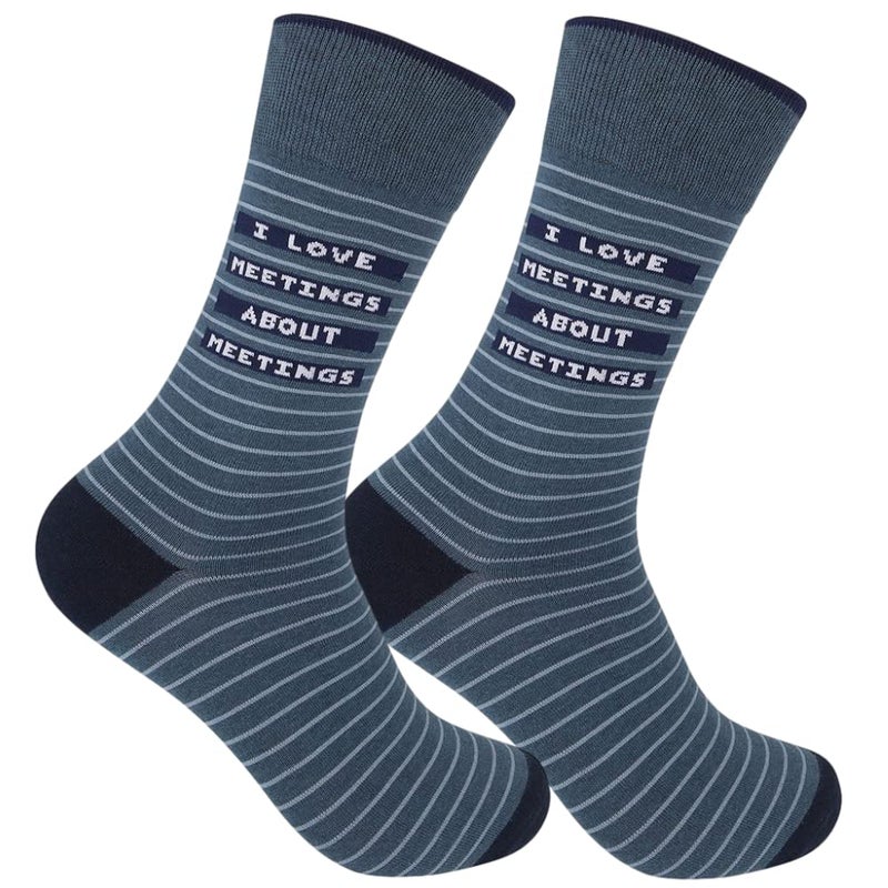 FUNATIC I Love Meetings About Meetings | Funny Socks About Work for Men Women Adult | Best Job Related Gift Idea with Saying | Fun Office Party Coworker Boss Friend Present | Office Attire Accessories - Image 1