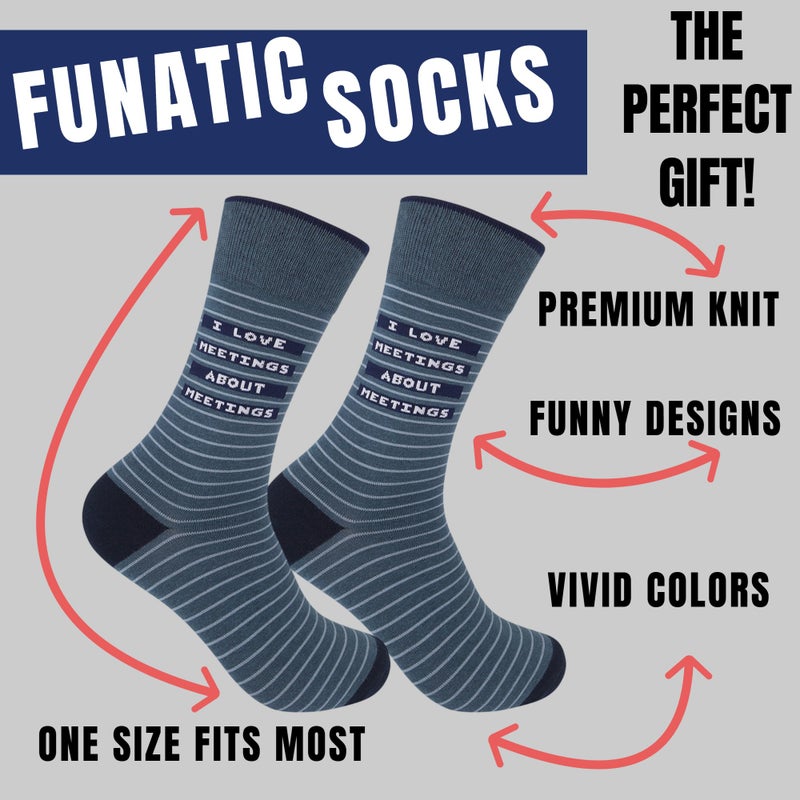 FUNATIC I Love Meetings About Meetings | Funny Socks About Work for Men Women Adult | Best Job Related Gift Idea with Saying | Fun Office Party Coworker Boss Friend Present | Office Attire Accessories - Image 2