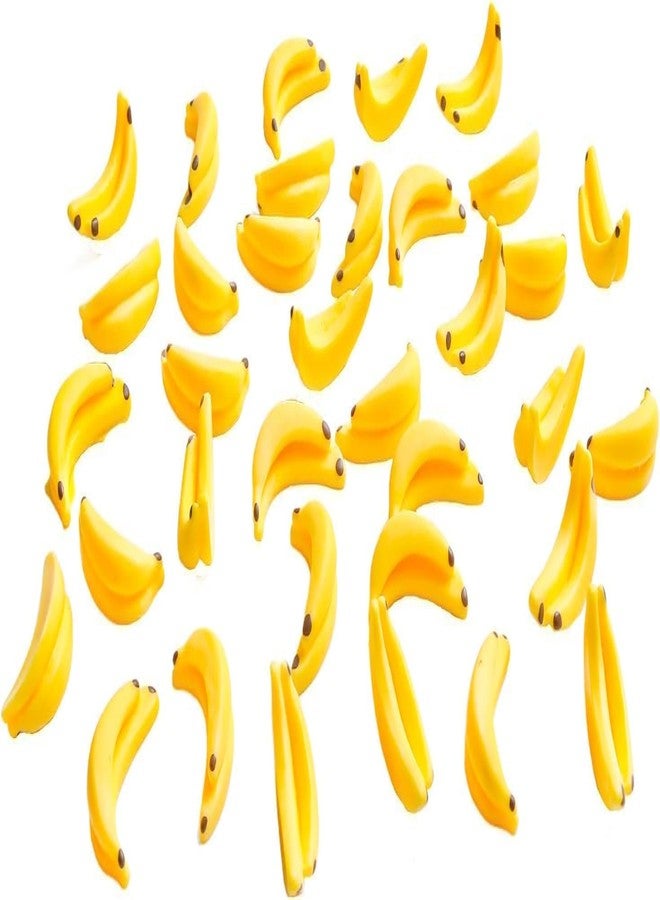 Mozff 30Pcs Yellow Mini Plastic Artificial Bananas 1/12 Scale Dollhouse Accessories, Realistic Miniature Fruit Models for Fairy Garden Kitchen Decor & DIY Crafts - Image 1