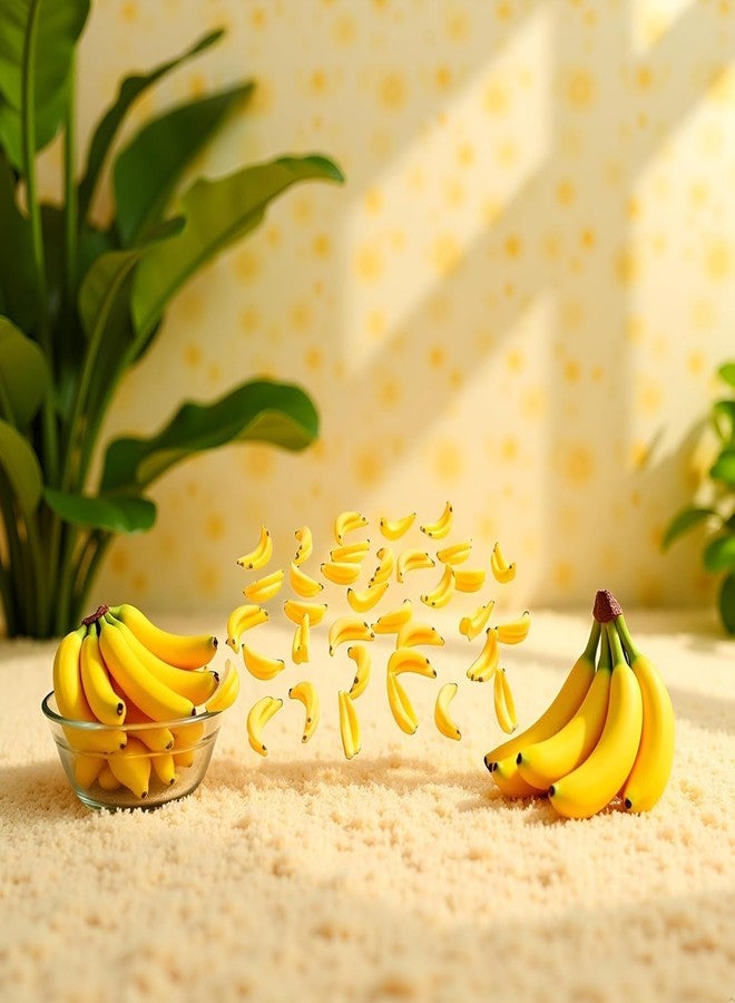 Mozff 30Pcs Yellow Mini Plastic Artificial Bananas 1/12 Scale Dollhouse Accessories, Realistic Miniature Fruit Models for Fairy Garden Kitchen Decor & DIY Crafts - Image 2