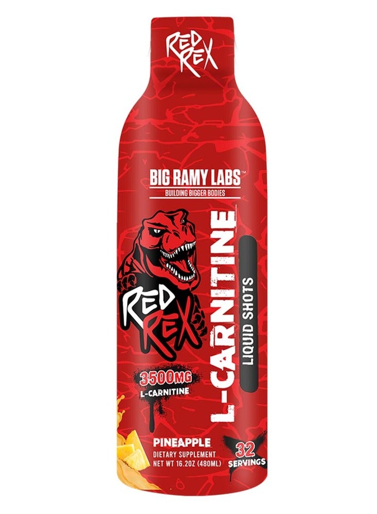 Red Rex L-Carnitine Liquid 3500mg, Pineapple Flavor – Low Calorie, Gluten Free, Fitness & Active Lifestyle Supplement
