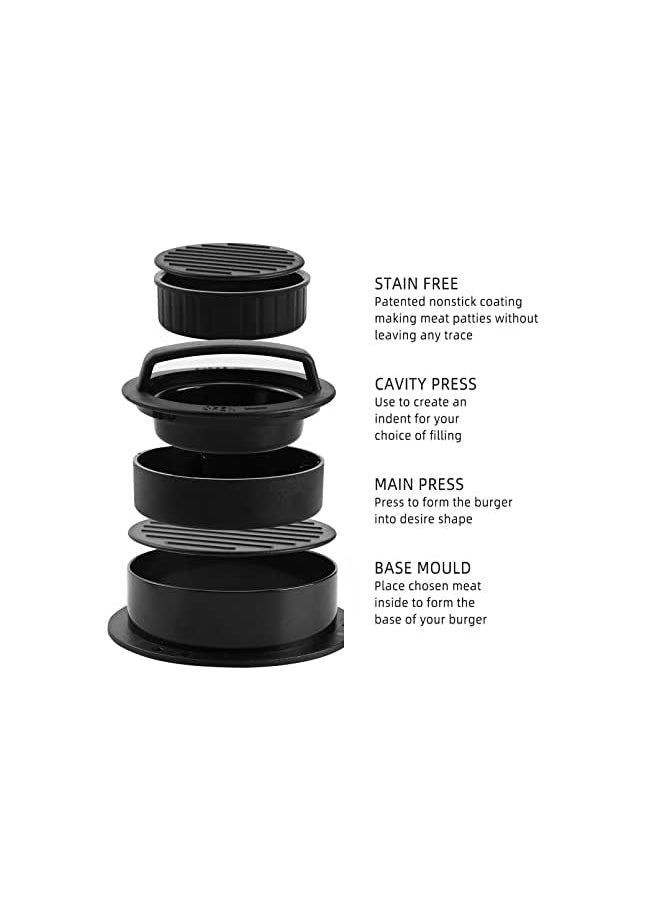 IAF - Burger Press Patty Maker, 3 In 1 Burger Press Mold With 100 Wax Papers Set, Non-Stick Hamburger Meat Mold Ring For Beef Grill, Veggie Burger, Bbq Barbecue, Microwave - Image 1