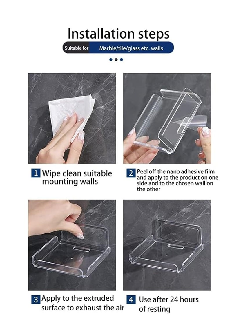 3Pcs Acrylic Floating Small Wall Shelves, Mini Wall Mounted Hanging Display Shelves, Universal Adhesive Shelf Easy to Install No Drill, for Baby Monitors, Smart Speaker, can also be used as bathroom storage, wall storage  - Image 3