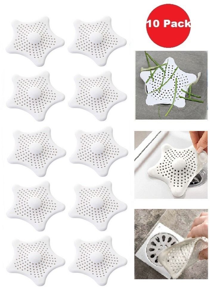 MARGOUN 10-Piece Kitchen Sink Strainer Filter Star Silicone Drain Cap Bathroom Floor Hair Catcher Anti Clogging Shower Drain Cover For Kitchen Bathroom Tub White  - Image 1