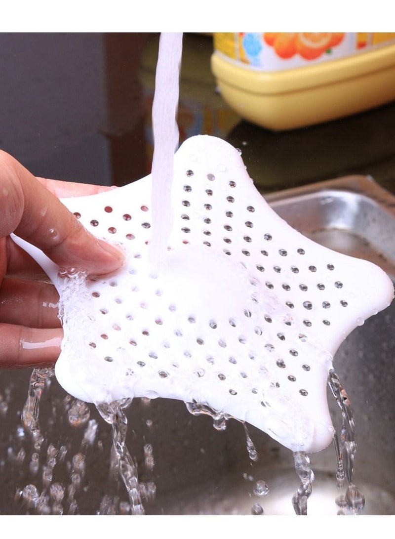 MARGOUN 10-Piece Kitchen Sink Strainer Filter Star Silicone Drain Cap Bathroom Floor Hair Catcher Anti Clogging Shower Drain Cover For Kitchen Bathroom Tub White  - Image 4
