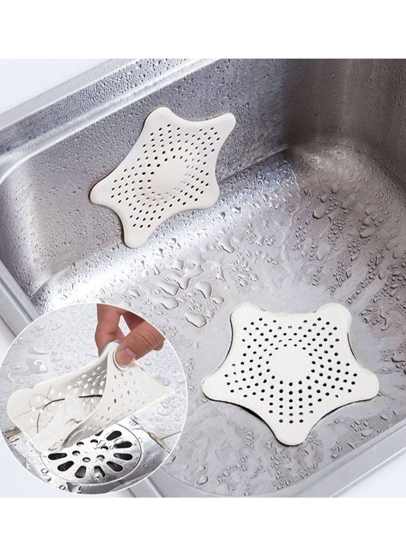 MARGOUN 10-Piece Kitchen Sink Strainer Filter Star Silicone Drain Cap Bathroom Floor Hair Catcher Anti Clogging Shower Drain Cover For Kitchen Bathroom Tub White  - Image 3