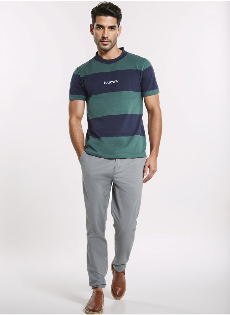 NAUTICA Contrast Striped Regular Fit Premium Cotton Crew Neck T-shirt  - Image 3