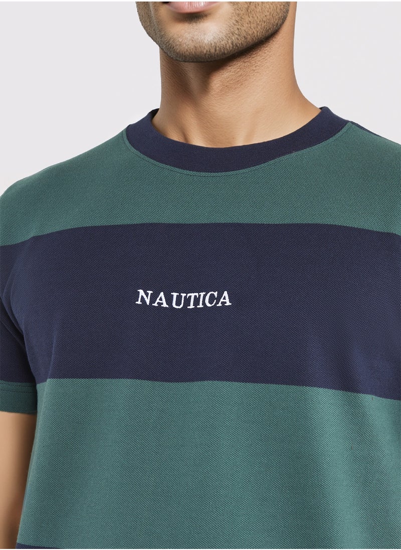 NAUTICA Contrast Striped Regular Fit Premium Cotton Crew Neck T-shirt  - Image 4
