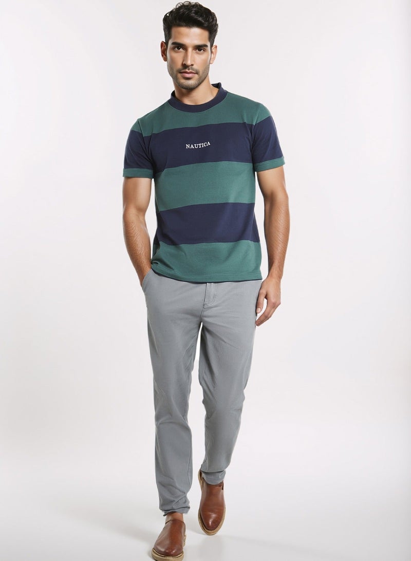 نوتيكا تيشيرت قطن بريميوم بياقة دائرية بقصة عادية وخطوط متباينة - Image 3