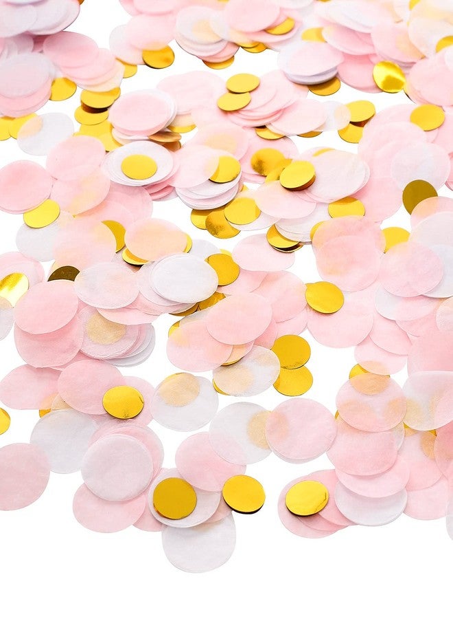 Whaline Round Tissue Confetti 6000 Pcs Paper Table Wedding Confetti Dots for Christmas, Wedding,Birthday Party,Baby Shower,Valentine's Day and Balloon Decorations,1 Inch (Pink,White, Gold) - Image 1