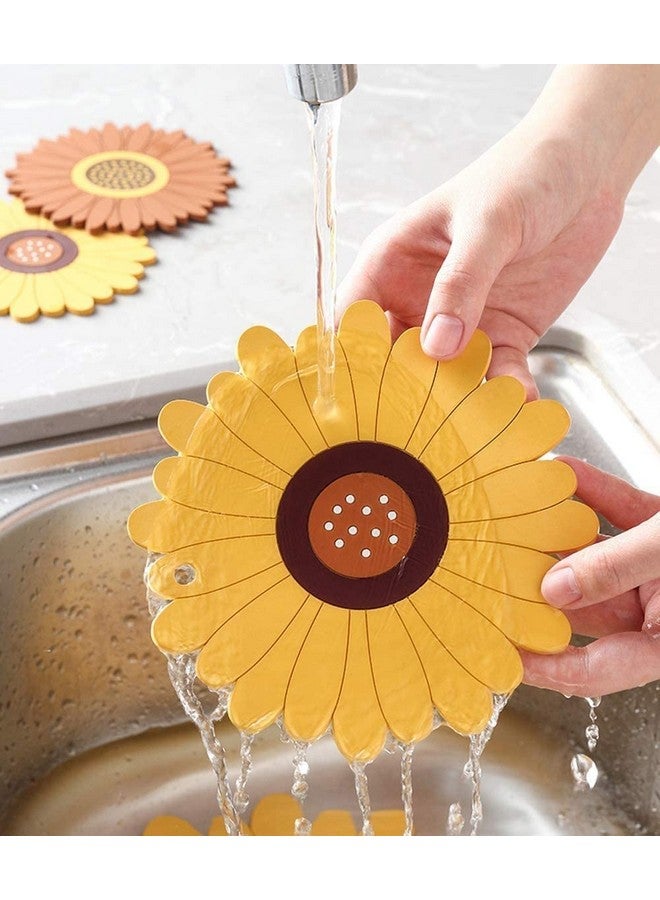 FS COOL Sunflower Table and Counter Mats, Multi-Purpose Soft Rubber Pads for Hot Pots and Dishes, Non-Slip Silicone Coasters for Cups, Drinks, Pots and Pans(Big, Pack of 6, Multi) - Image 5