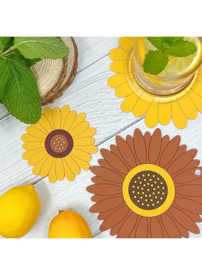 FS COOL Sunflower Table and Counter Mats, Multi-Purpose Soft Rubber Pads for Hot Pots and Dishes, Non-Slip Silicone Coasters for Cups, Drinks, Pots and Pans(Big, Pack of 6, Multi) - Image 4