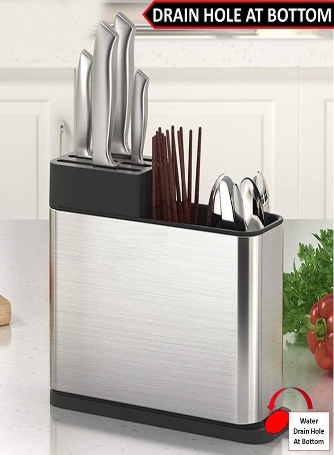 Meriox Steel Spoon Holder for Kitchen Counter top – Multi-Compartment Cutlery Stand Utensil, Spoons, Forks, Knives & Spatulas Holder for Dining Table (3 Slot Cutlery Holder) - Image 5