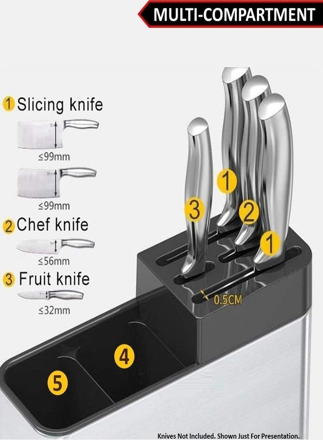 Meriox Steel Spoon Holder for Kitchen Counter top – Multi-Compartment Cutlery Stand Utensil, Spoons, Forks, Knives & Spatulas Holder for Dining Table (3 Slot Cutlery Holder) - Image 4