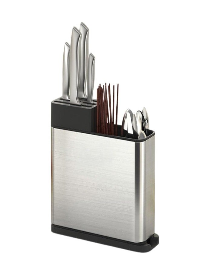 Meriox Steel Spoon Holder for Kitchen Counter top – Multi-Compartment Cutlery Stand Utensil, Spoons, Forks, Knives & Spatulas Holder for Dining Table (3 Slot Cutlery Holder) - Image 1