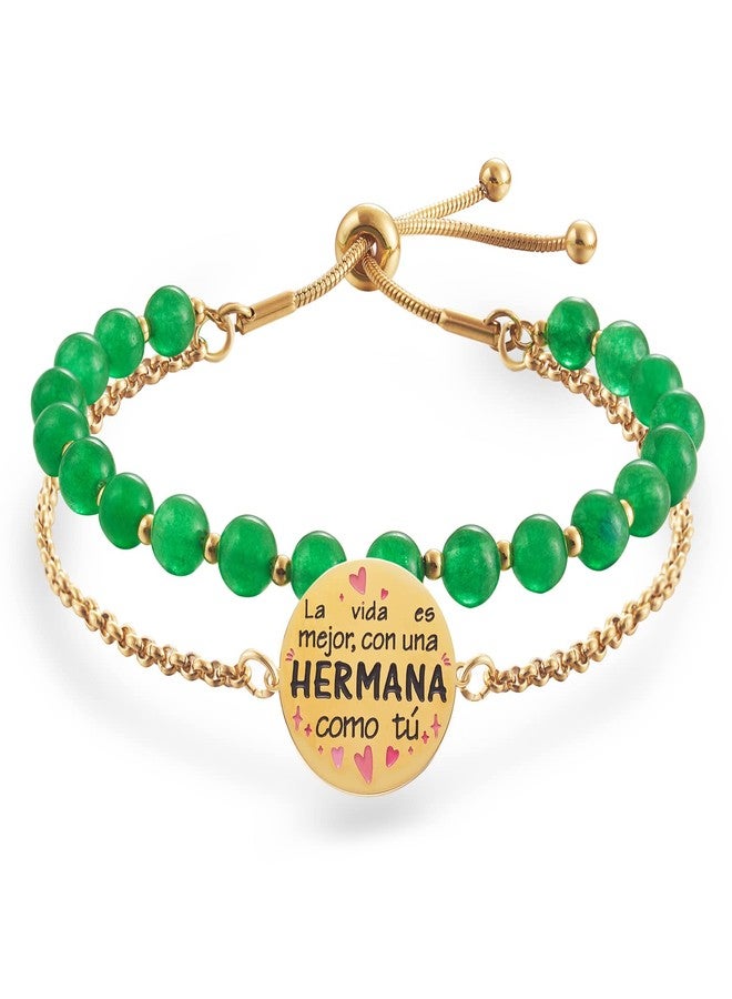 إل باركين LParkin Pulsera Mujer Hermana Acero Inoxyable Regalo Cumpleaños Hermana Pulsera a la Mejor Hermana قابل للتعديل (La vida es mejor، con una HERMANA como tú) - Image 1