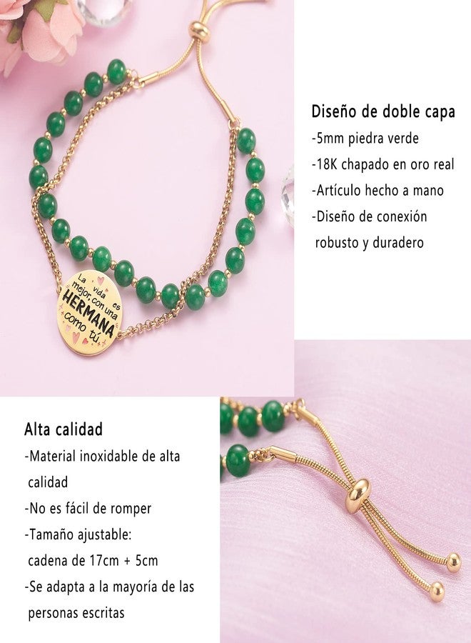 إل باركين LParkin Pulsera Mujer Hermana Acero Inoxyable Regalo Cumpleaños Hermana Pulsera a la Mejor Hermana قابل للتعديل (La vida es mejor، con una HERMANA como tú) - Image 4