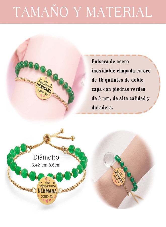 إل باركين LParkin Pulsera Mujer Hermana Acero Inoxyable Regalo Cumpleaños Hermana Pulsera a la Mejor Hermana قابل للتعديل (La vida es mejor، con una HERMANA como tú) - Image 2
