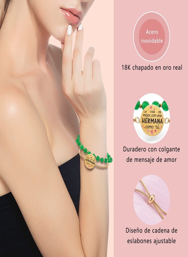 إل باركين LParkin Pulsera Mujer Hermana Acero Inoxyable Regalo Cumpleaños Hermana Pulsera a la Mejor Hermana قابل للتعديل (La vida es mejor، con una HERMANA como tú) - Image 3