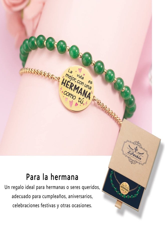 إل باركين LParkin Pulsera Mujer Hermana Acero Inoxyable Regalo Cumpleaños Hermana Pulsera a la Mejor Hermana قابل للتعديل (La vida es mejor، con una HERMANA como tú) - Image 5