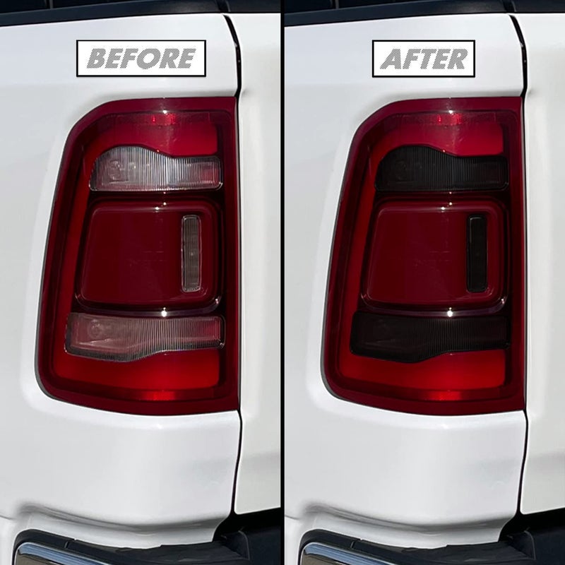 SlickMod PreCut Vinyl Smoke Tint for 2019-2023 Dodge Ram 1500 Tail Light Turn Signal & Reverse (20% Dark Smoke) - Image 1