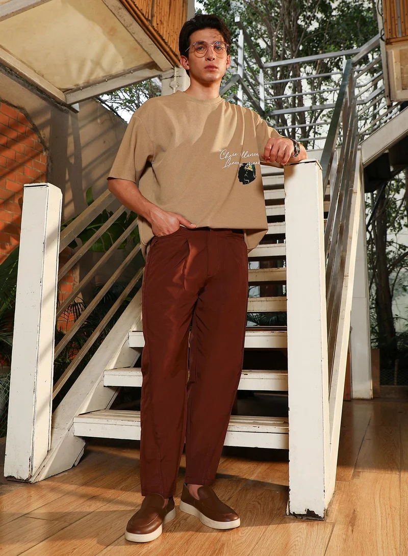 Campus Sutra Light Weight - Pleated-Tapered Trousers