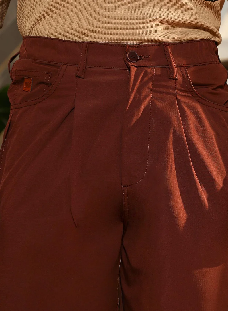 Campus Sutra Light Weight - Pleated-Tapered Trousers