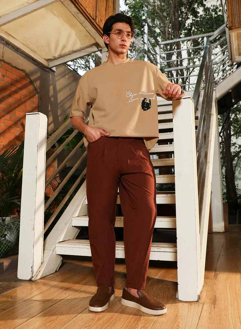 Campus Sutra Light Weight - Pleated-Tapered Trousers