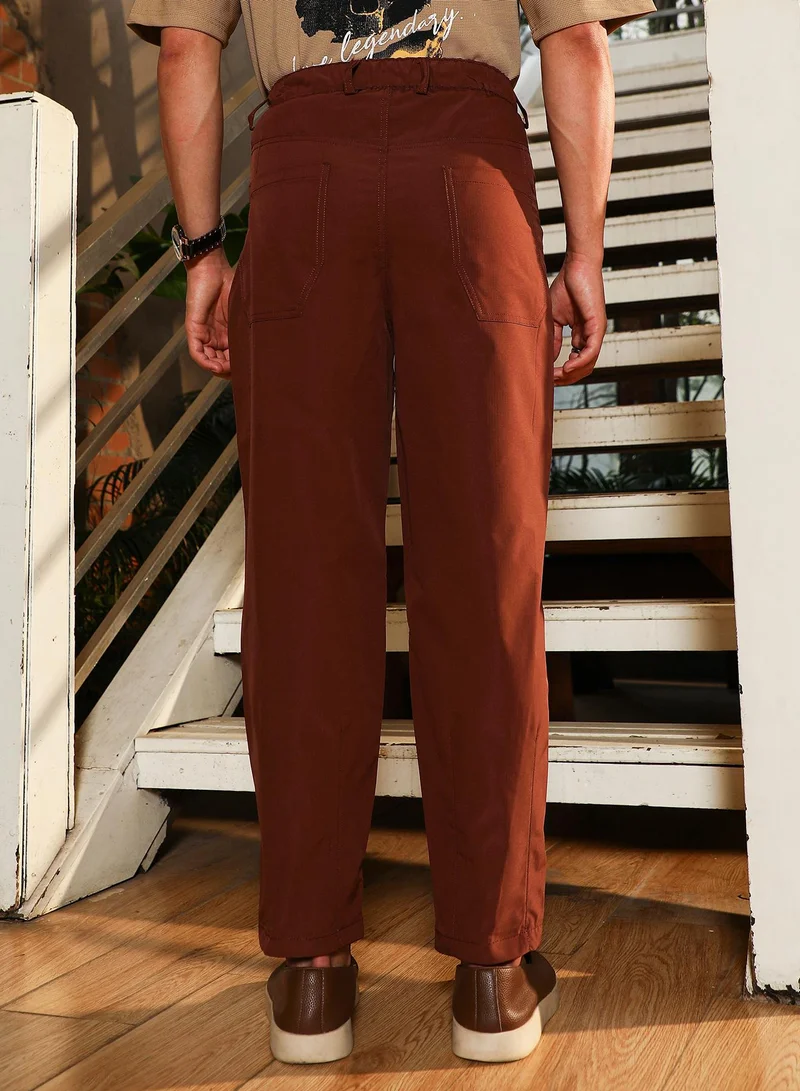 Campus Sutra Light Weight - Pleated-Tapered Trousers