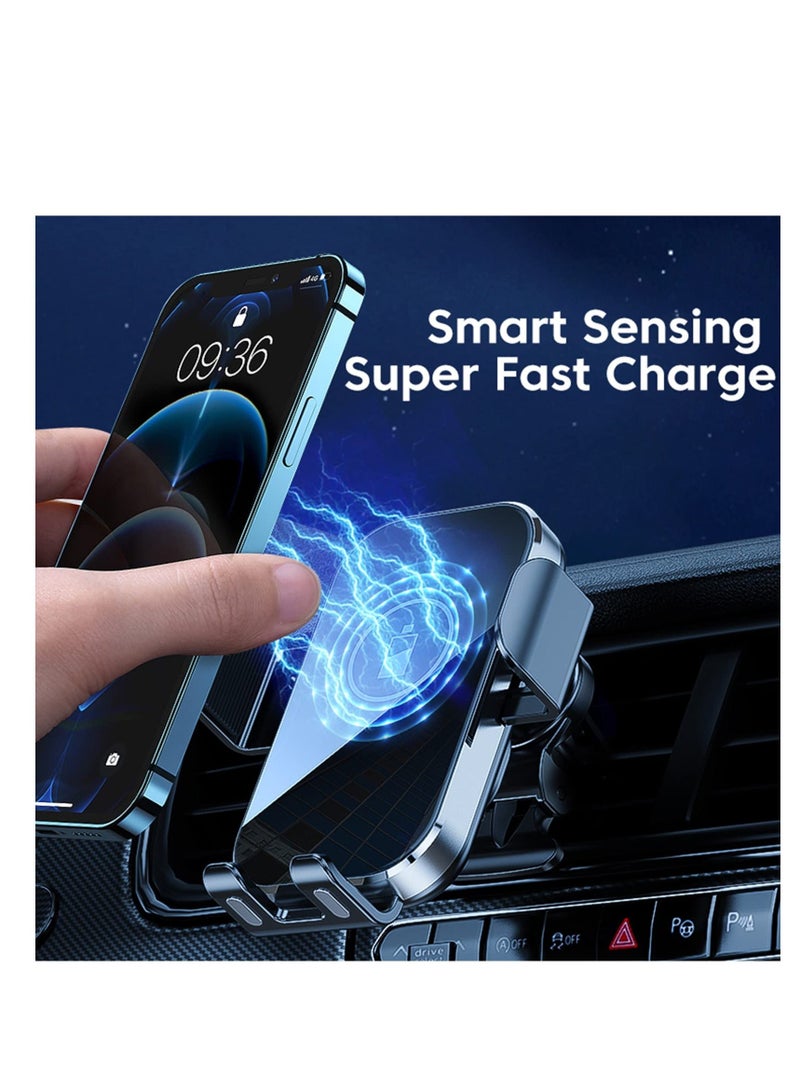 SYOSI Wireless Charger for Car, 15W Auto-Clamping Charger Mount, 360° Adjustable Air Vent Car Charging Holder, Fit for iPhone 14 13 12 11 10 8 Pro Max Xs, Samsung Galaxy S &Note Series LG etc - Image 2