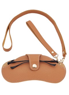 Bukela Sunglass Bag Eyeglass Case, PU Leather Sunglasses Pouch with Lanyard, Semi Hard Portable Glasses Case Holder Eyewear Sleeve for Eyeglass, Sun Glasses Protector For Women Men(Brown)  - Image 1