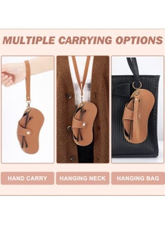 Bukela Sunglass Bag Eyeglass Case, PU Leather Sunglasses Pouch with Lanyard, Semi Hard Portable Glasses Case Holder Eyewear Sleeve for Eyeglass, Sun Glasses Protector For Women Men(Brown)  - Image 3