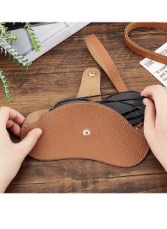Bukela Sunglass Bag Eyeglass Case, PU Leather Sunglasses Pouch with Lanyard, Semi Hard Portable Glasses Case Holder Eyewear Sleeve for Eyeglass, Sun Glasses Protector For Women Men(Brown)  - Image 5